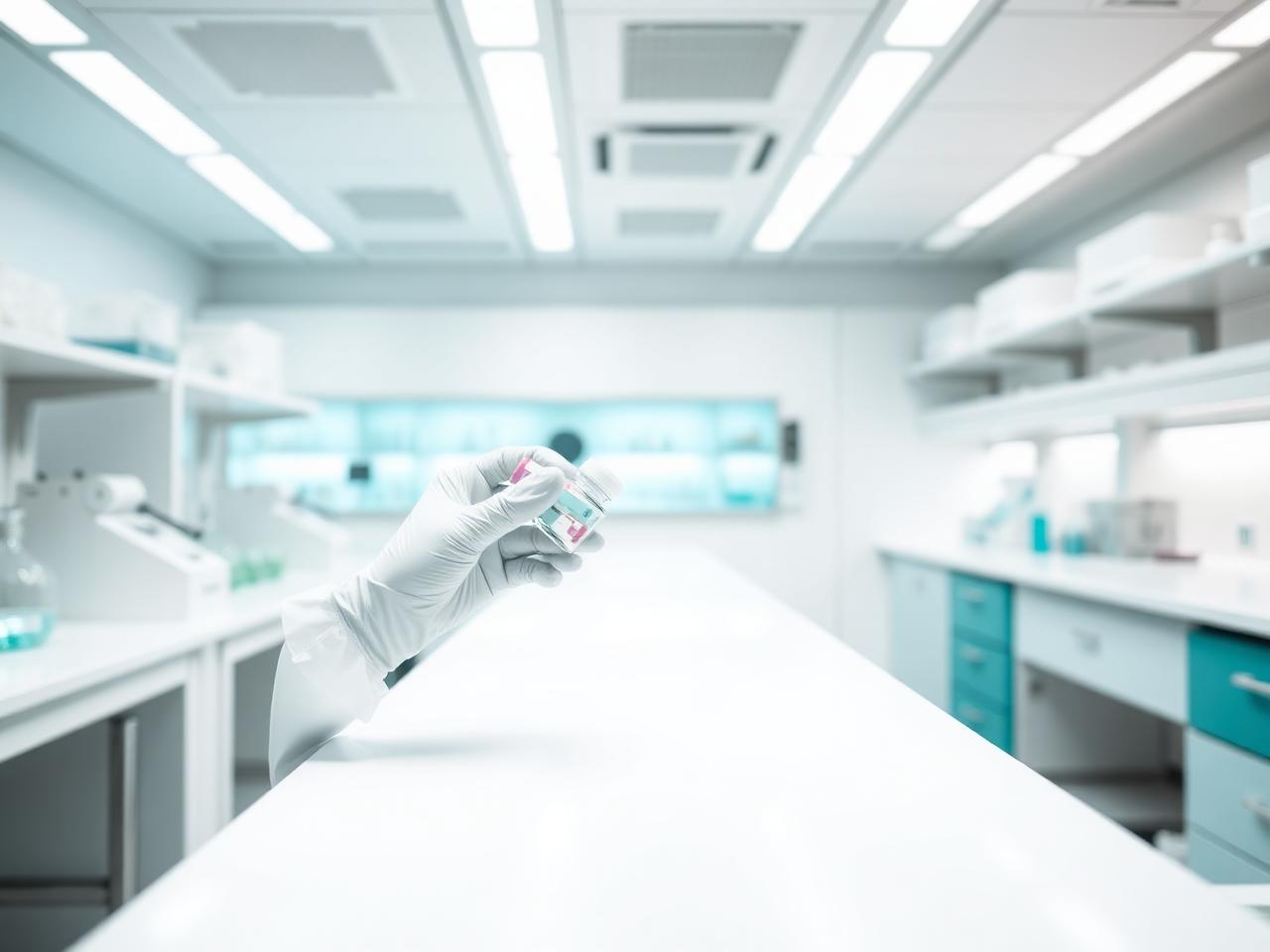 Modern healthcare laboratory workspace with scientific equipment
